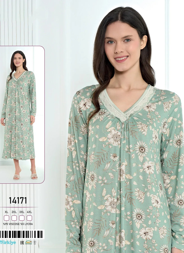 Viscose Nightdress (XL+2XL+3XL+4XL) Caroline 14171 — Turkish textile wholesale