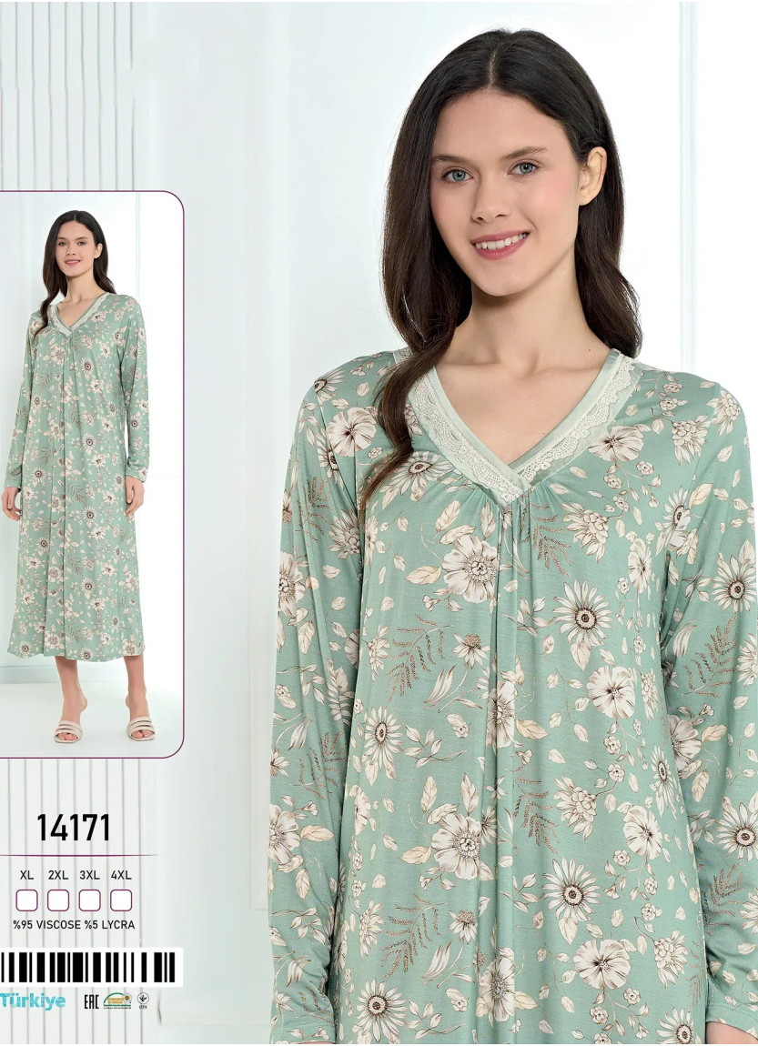 Viscose Nightdress (XL+2XL+3XL+4XL) Caroline 14171 — Turkish textile wholesale