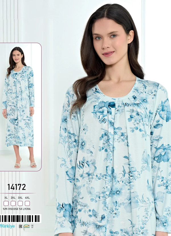 Viscose Nightdress (XL+2XL+3XL+4XL) Caroline 14172 — direct Turkish factory supply