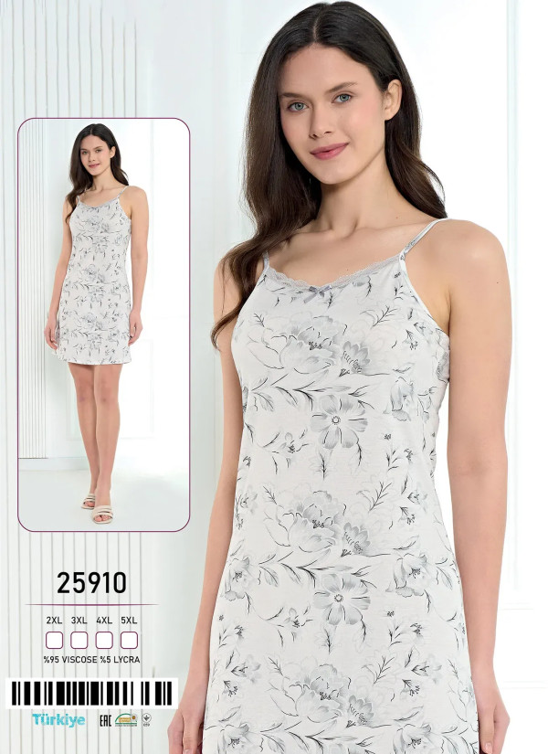 Viscose Nightdress (2XL+3XL+4XL+5XL) Caroline 25910 — Turkish textile wholesale