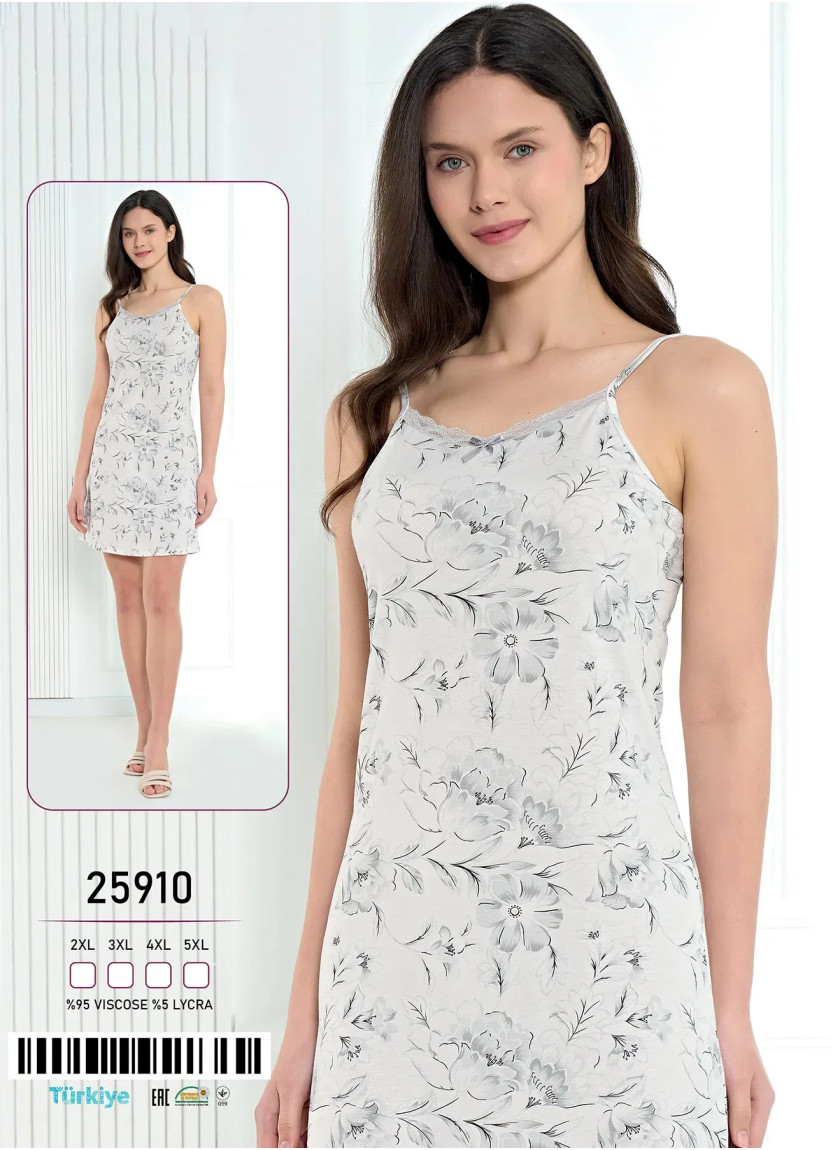 Viscose Nightdress (2XL+3XL+4XL+5XL) Caroline 25910 — Turkish textile wholesale