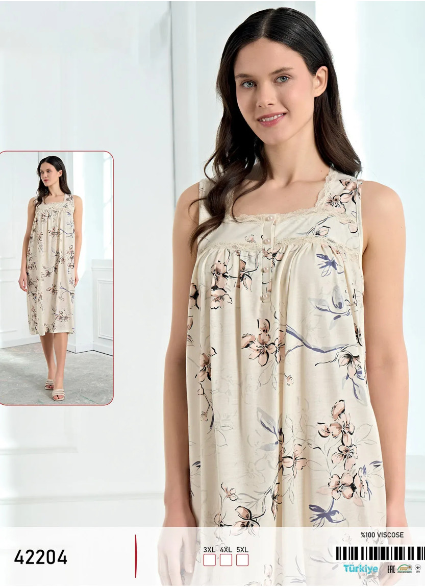 Ночная Сорочка Вискоза (3XL+4XL+5XL)  viola mood 42204 Caroline 42204 — оптом для магазинов и бутиков