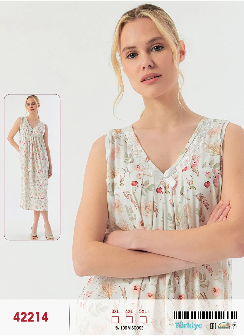 Caroline 42214 Оптом Турция Фабрика Ночная Сорочка Вискоза (3XL+4XL+5XL) viola mood 42214 Купить Оптом с Турции