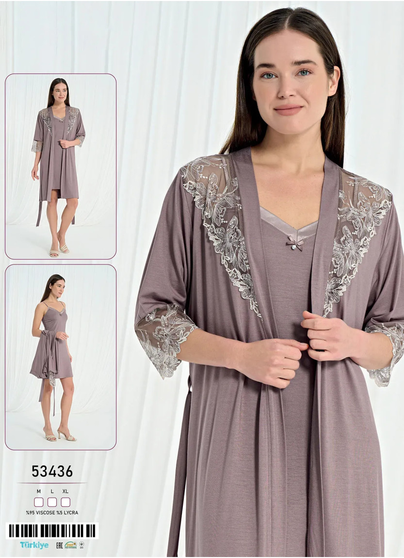Ночная Сорочка Вискоза (M+L+XL) Caroline 53436 — оптовая поставка из Турции