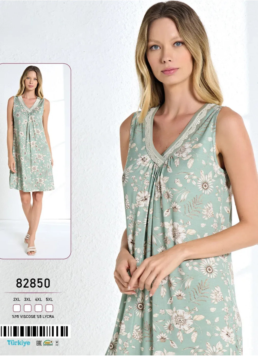 Caroline 82850 Оптом Турция Фабрика Ночная Сорочка Вискоза (2XL+3XL+4XL+5XL) Caroline 82850 Купить Оптом с Турции