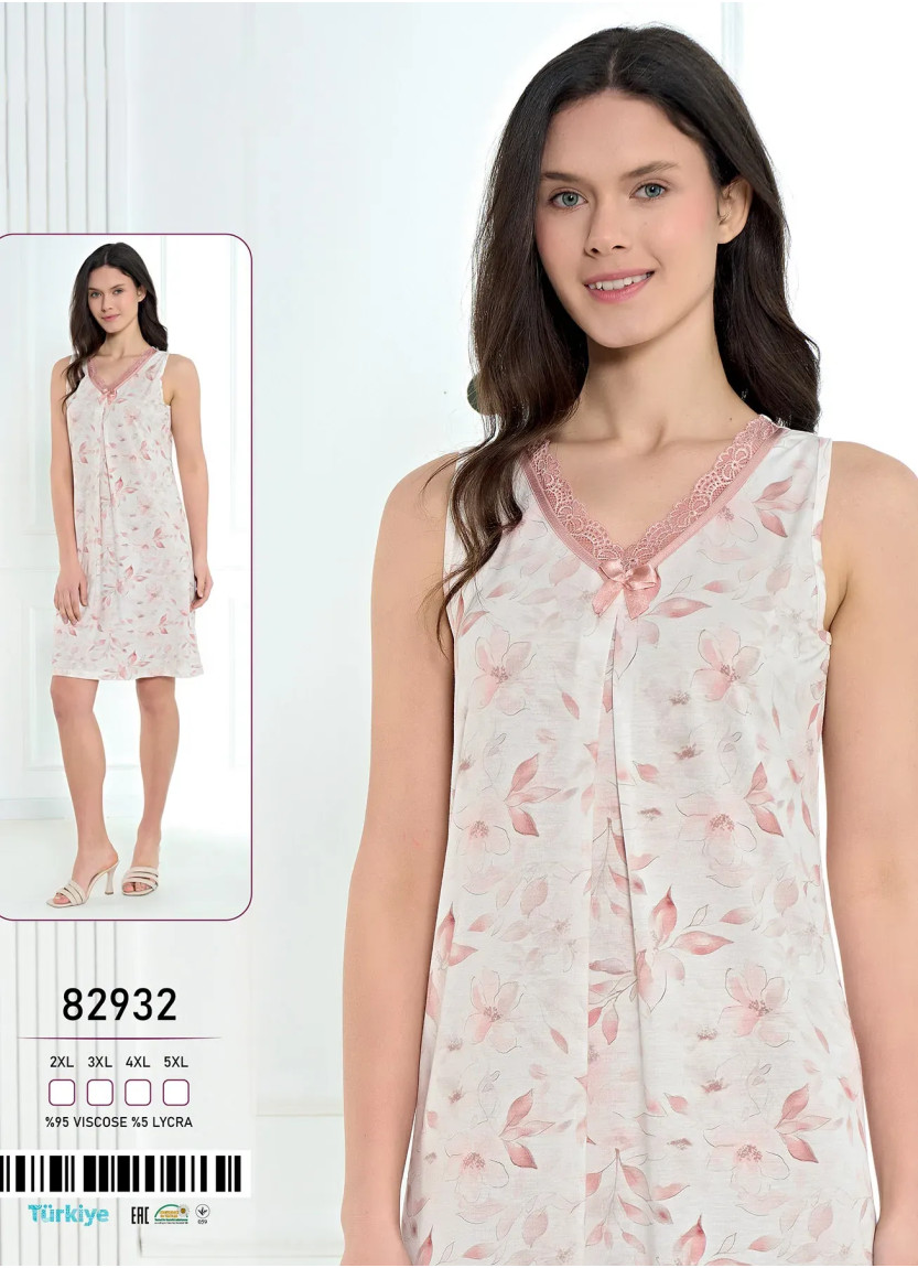 Caroline 82932 Оптом Турция Фабрика Ночная Сорочка Вискоза (2XL+3XL+4XL+5XL) Caroline 82932 Купить Оптом с Турции