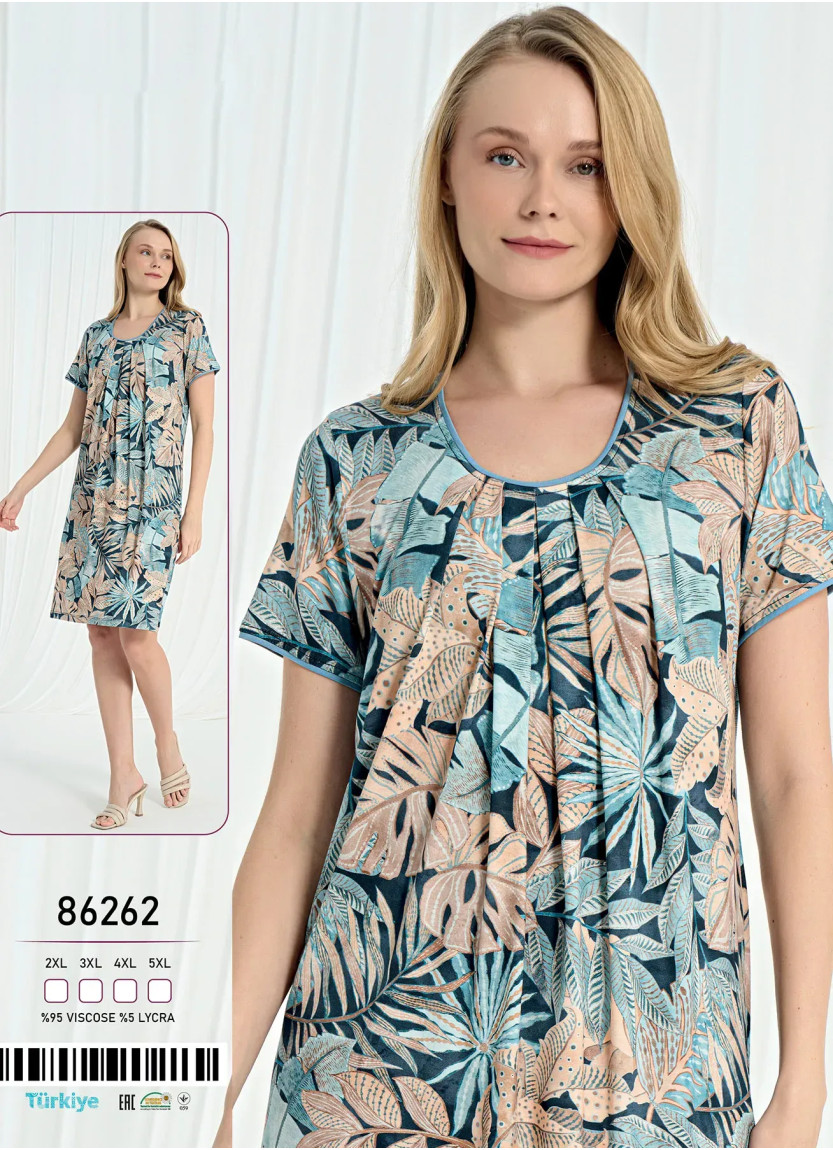 Caroline 86262 Оптом Турция Фабрика Ночная Сорочка Вискоза (2XL+3XL+4XL+5XL) Caroline 86262 Купить Оптом с Турции