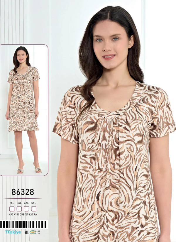 Viscose Nightdress (2XL+3XL+4XL+5XL) Caroline 86328 — wholesale from Turkey