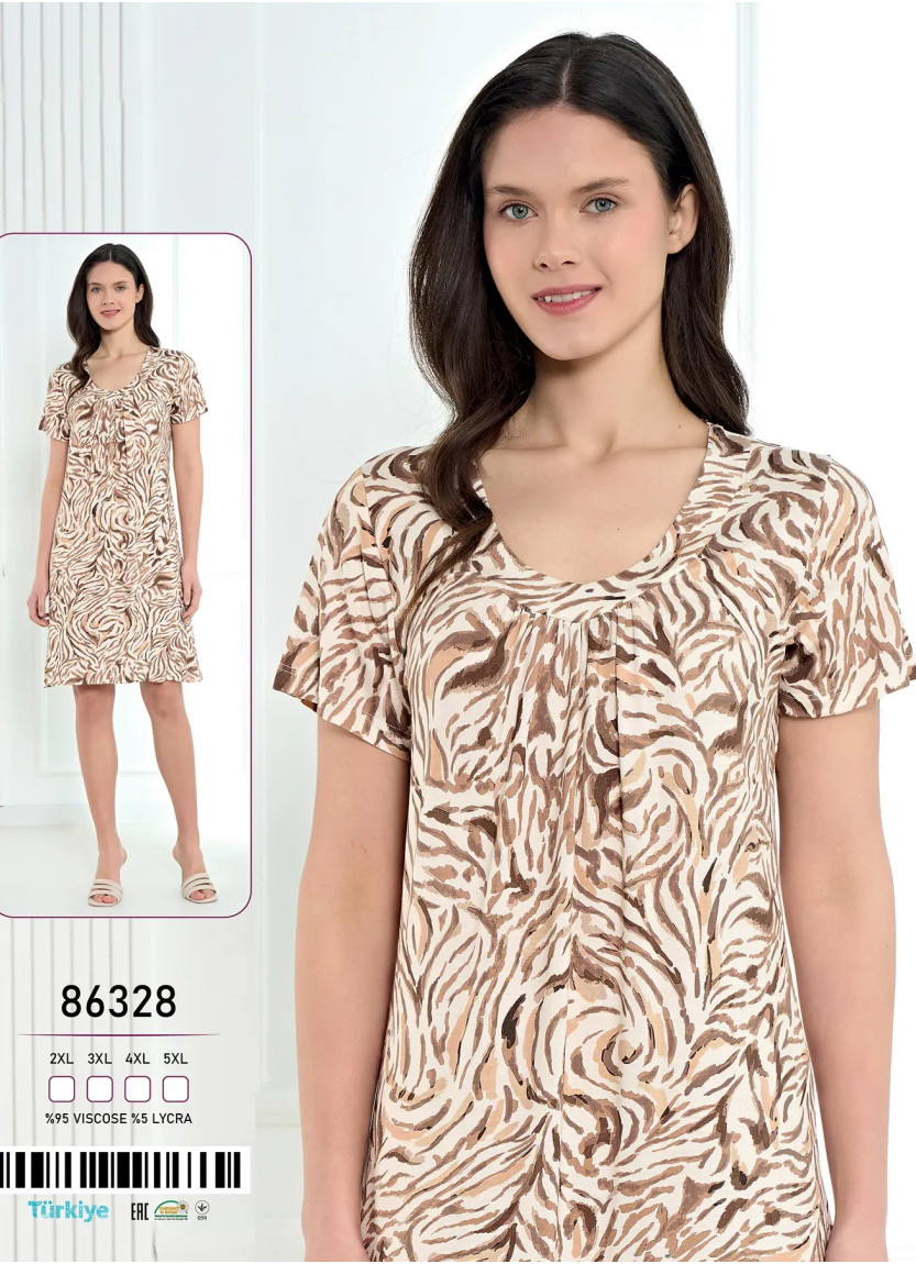 Viscose Nightdress (2XL+3XL+4XL+5XL) Caroline 86328 — wholesale from Turkey