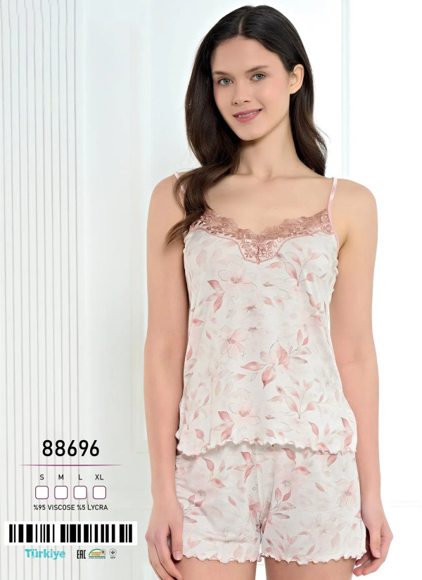 Caroline 88696 Оптом Турция Фабрика Женский Комплект с Шортами Вискоза (S+M+L+XL) Caroline 88696 Купить Оптом с Турции