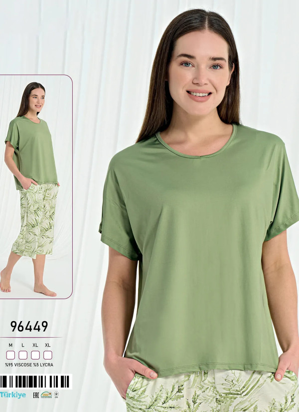 Caroline 96449 Оптом Турция Фабрика Женский Комплект с Капри Вискоза (M+L+XL) Caroline 96449 Купить Оптом с Турции