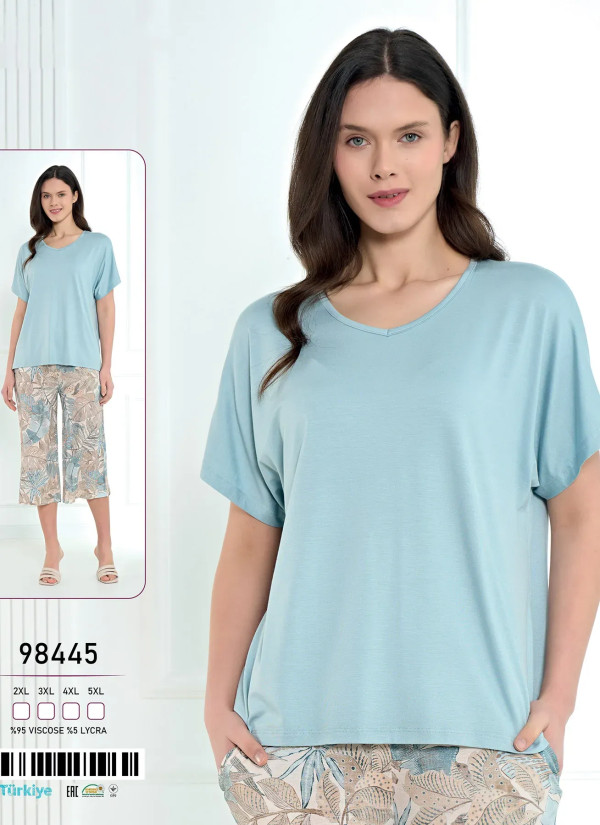 Women's Set with Capri Pants Viscose (2XL+3XL+4XL+5XL) Caroline 98445 — factory-direct from Turkey