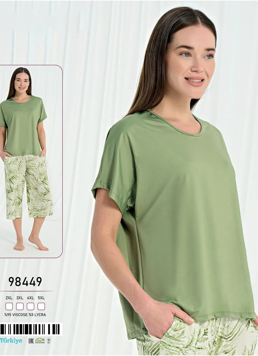Caroline 98449 Оптом Турция Фабрика Женский Комплект с Капри Вискоза (2XL+3XL+4XL+5XL) Caroline 98449 Купить Оптом с Турции