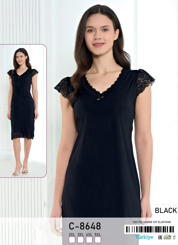 Nightdress Polyamide (2XL+3XL+4XL+5XL) Caroline C-8648 — factory-direct from Turkey