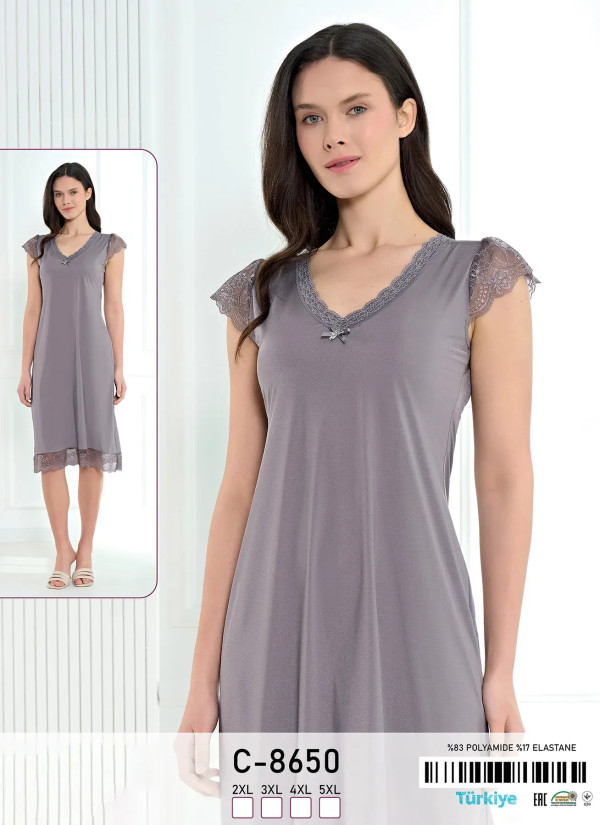 Nightdress Polyamide (2XL+3XL+4XL+5XL) Caroline C-8650 — Turkish textile wholesale