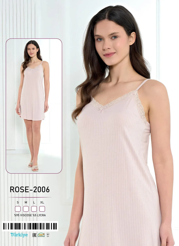Caroline ROSE-2006 Оптом Турция Фабрика Ночная Сорочка Вискоза (S+M+L+XL) Caroline ROSE-2006 Купить Оптом с Турции