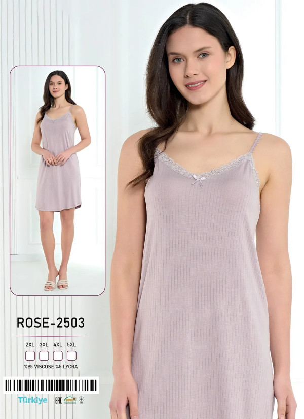 Caroline ROSE-2503 Оптом Турция Фабрика Ночная Сорочка Вискоза (2XL+3XL+4XL+5XL) Caroline ROSE-2503 Купить Оптом с Турции