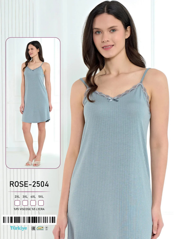 Caroline ROSE-2504 Оптом Турция Фабрика Ночная Сорочка Вискоза (2XL+3XL+4XL+5XL) Caroline ROSE-2504 Купить Оптом с Турции