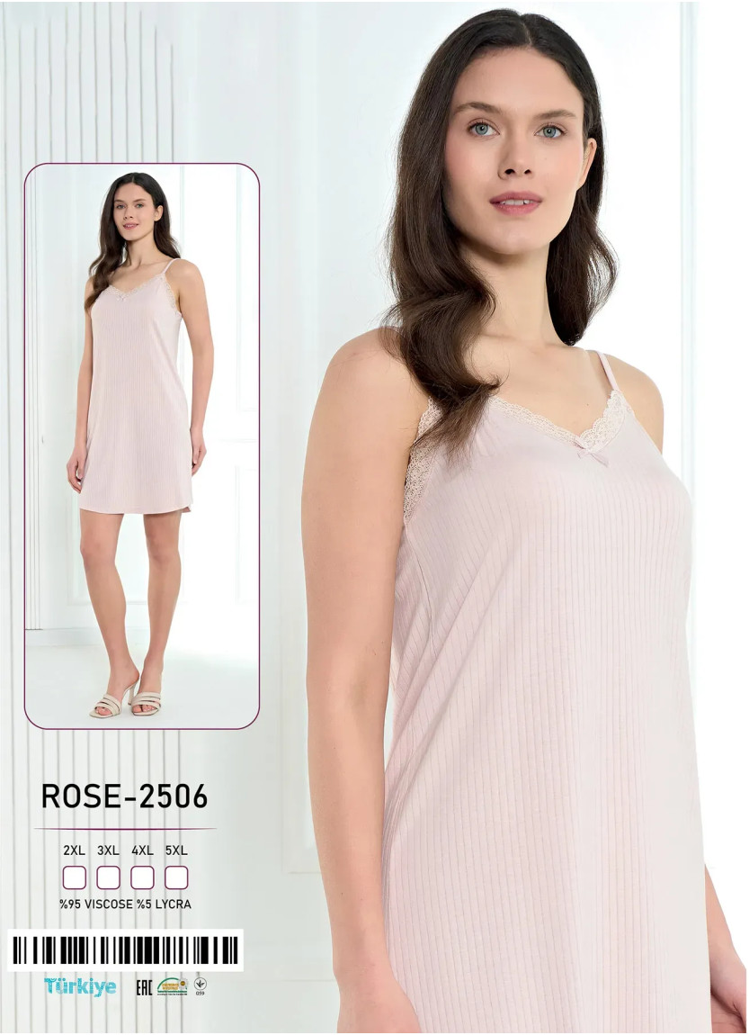 Viscose Nightdress (2XL+3XL+4XL+5XL) Caroline ROSE-2506 — factory-direct from Turkey