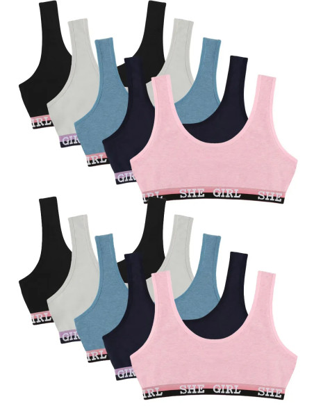 Bra Top for Girls' (Assorted) 10 pcs/pack. Donella 6071PD18 — factory-direct from Turkey