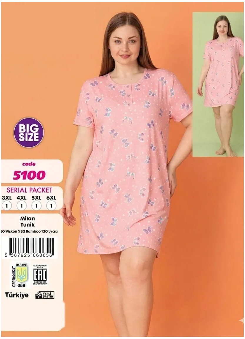 Violet 5100 Viscose Nightdress (3XL+4XL+5XL+6XL) — factory-direct from Turkey