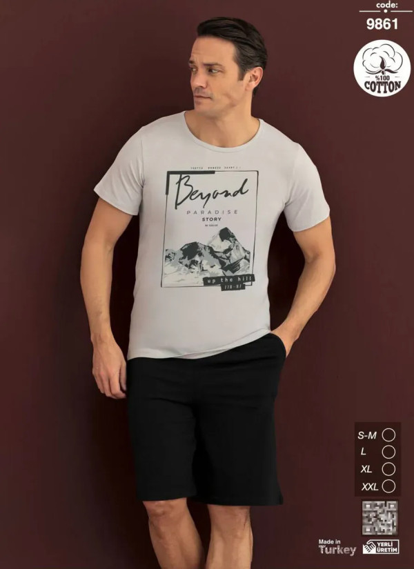 Мужской Комплект с Шортами из Хлопка (SM+L+XL+2XL) Seamlife 9861 — оптом от турецкой фабрики