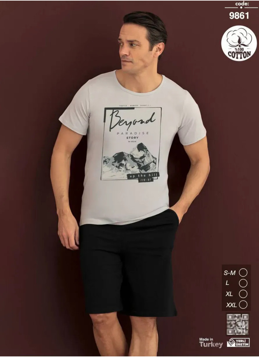 Мужской Комплект с Шортами из Хлопка (SM+L+XL+2XL) Seamlife 9861 — оптом от турецкой фабрики