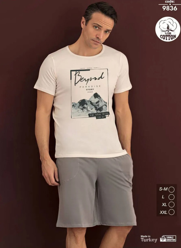 Мужской Комплект с Шортами из Хлопка (SM+L+XL+2XL) Seamlife 9836 — купить оптом со Стамбула