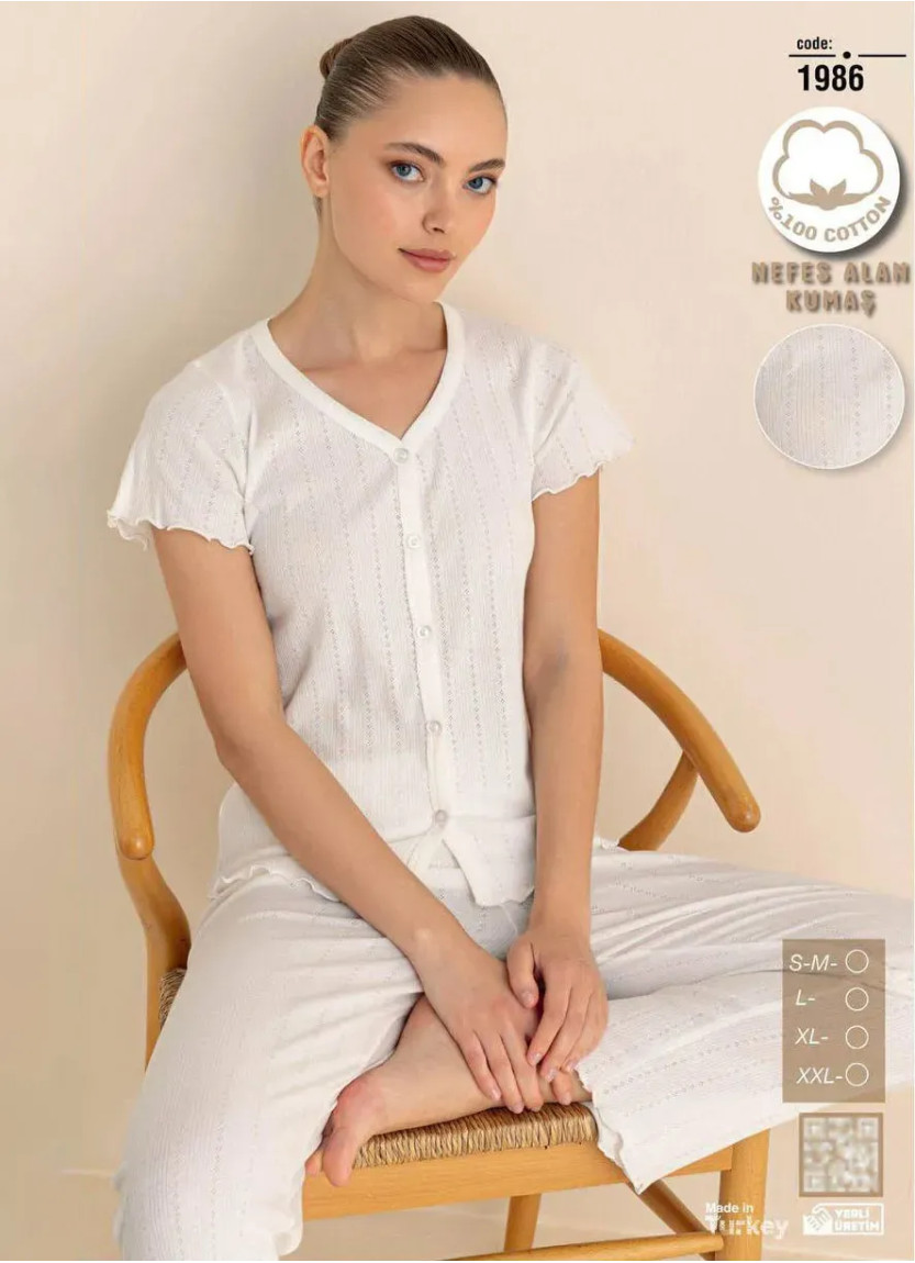 Женская Пижама из Дышащего Хлопка с Коротким Рукавом (SM+L+XL+2XL) SeamLife 1986 — прямые поставки из Турции