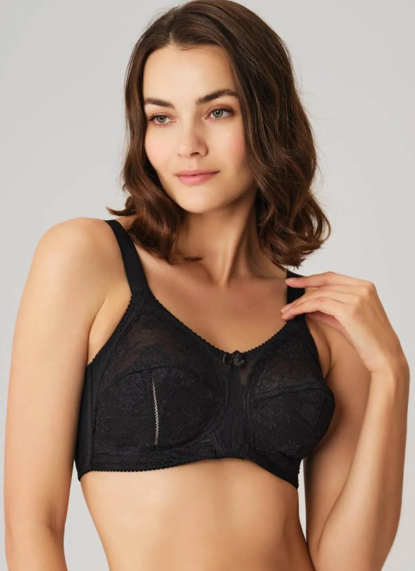 Women's Minimizer Bra without Push-Up, with Underwire with Lace Anil 3717 BLACK — Turkey wholesale collection