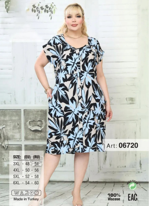 Tunic with Button-Down Viscose (3XL+4XL+5XL+6XL) JEN 06720 — factory-direct from Turkey