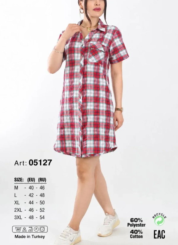 JEN 05127 Kirmizi Cotton Tunic (M+L+XL+2XL+3XL) — Turkish textile wholesale