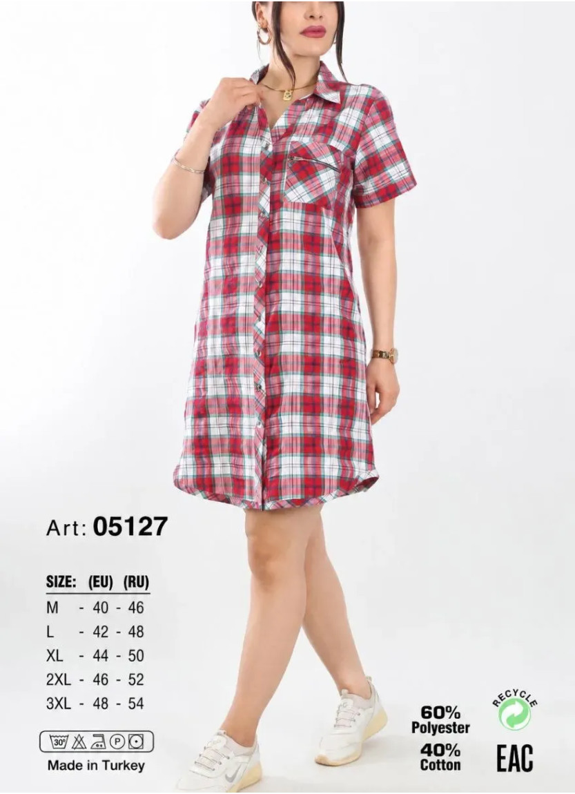 JEN 05127 Kirmizi Cotton Tunic (M+L+XL+2XL+3XL) — Turkish textile wholesale