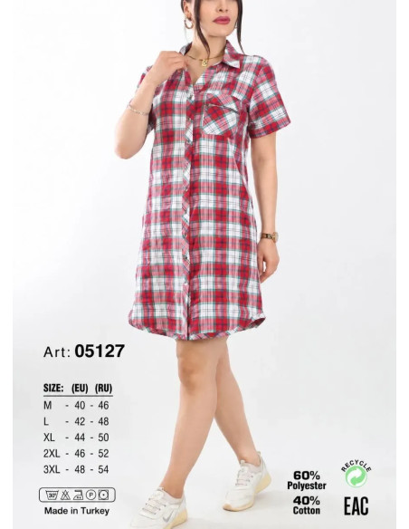 Туника Рубашка Cotton (M+L+XL+2XL+3XL) JEN JEN 05127 Kirmizi — турецкий текстиль оптом