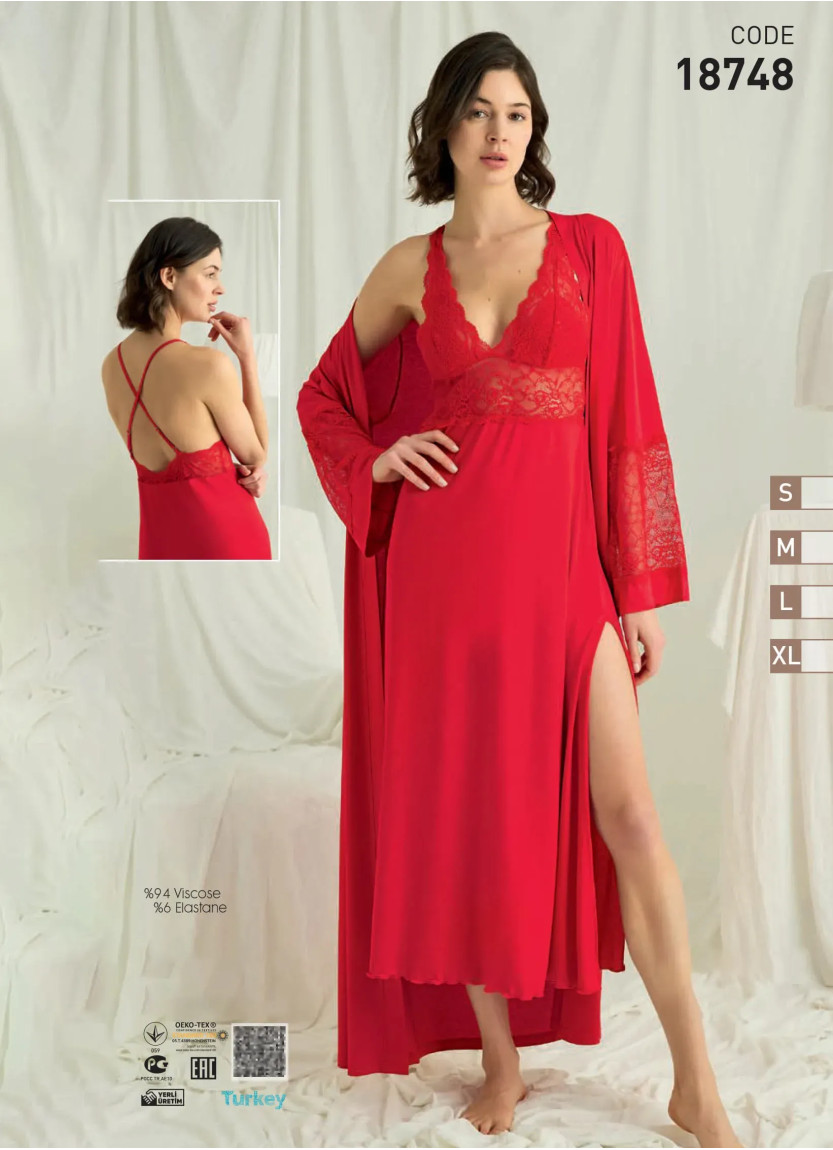 Женский Комплект с Халатом 2-КА (S+M+L+XL) MONAMISE 18748 — оптом от турецкой фабрики