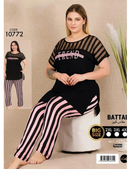 Lady BTL ksa 10772 Pants Homewear Set (2XL+3XL+4XL) — Turkey wholesale collection