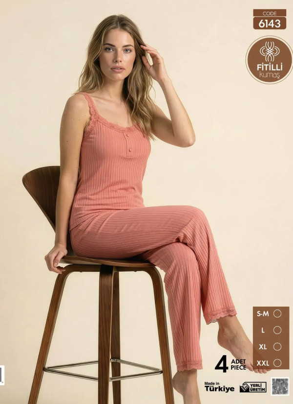 Women's Pajamas Made of Ribbed Knit (S/M+L+XL+2XL) Pijamo 6143 — wholesale for boutiques