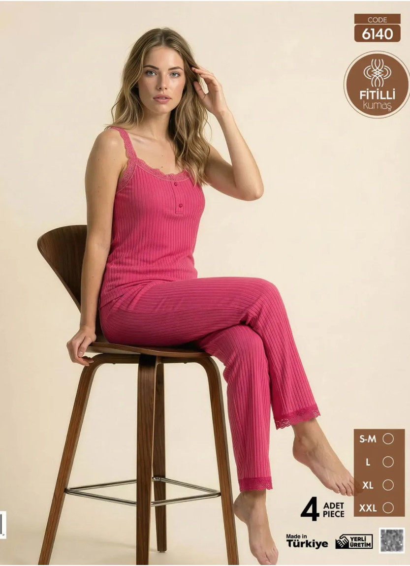 Women's Pajamas Made of Ribbed Knit (S/M+L+XL+2XL) Pijamo 6140 — Istanbul wholesale supplier