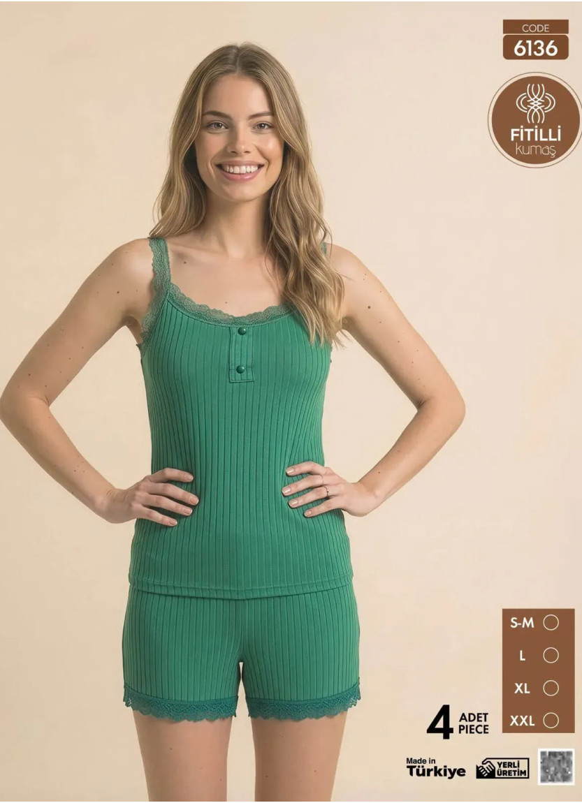 Women's Pajamas Made of Ribbed Knit with (S/M+L+XL+2XL) Pijamo 6136 — Istanbul wholesale supplier