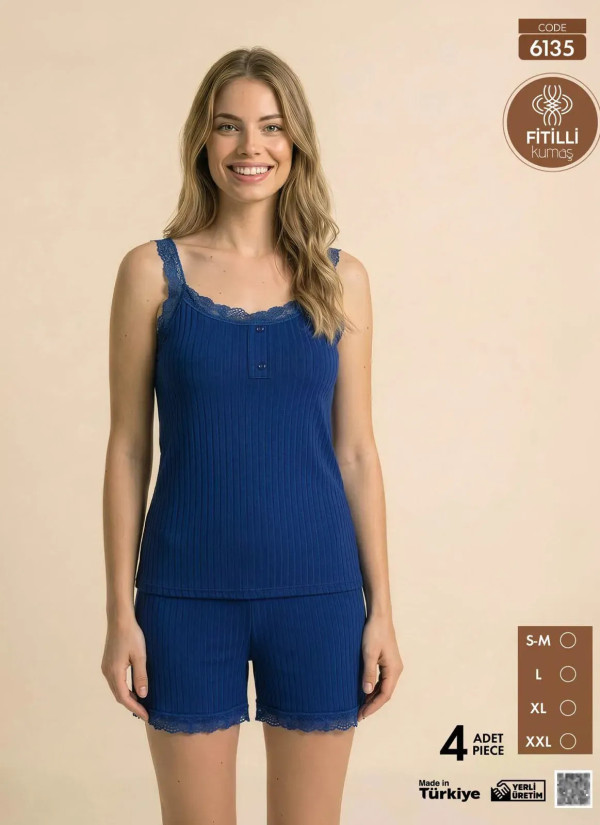 Women's Pajamas Made of Ribbed Knit with (S/M+L+XL+2XL) Pijamo 6135 — wholesale for boutiques