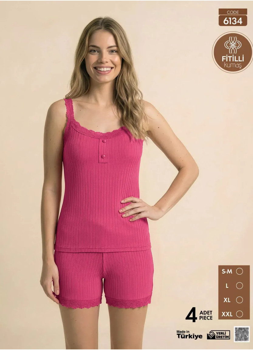 Women's Pajamas Made of Ribbed Knit with (S/M+L+XL+2XL) Pijamo 6134 — Turkey wholesale collection