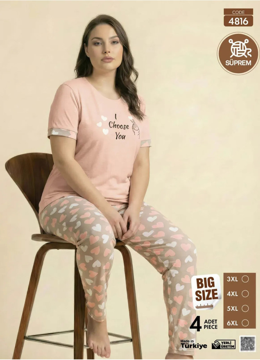 Women's Pajamas Plus-Size with Trousers (3XL+4XL+5XL+6XL) Pijamo 4816 — wholesale for boutiques