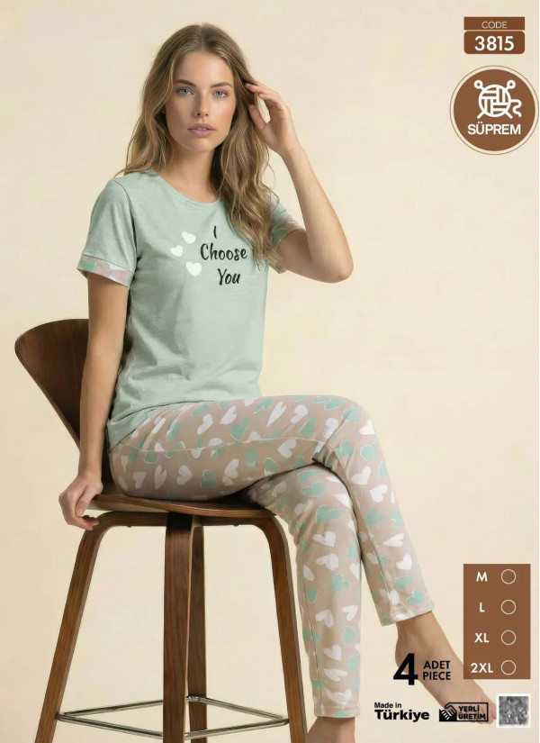 Women's Pajamas with Trousers (M+L+XL+2XL) Pijamo 3815 — Turkey wholesale collection