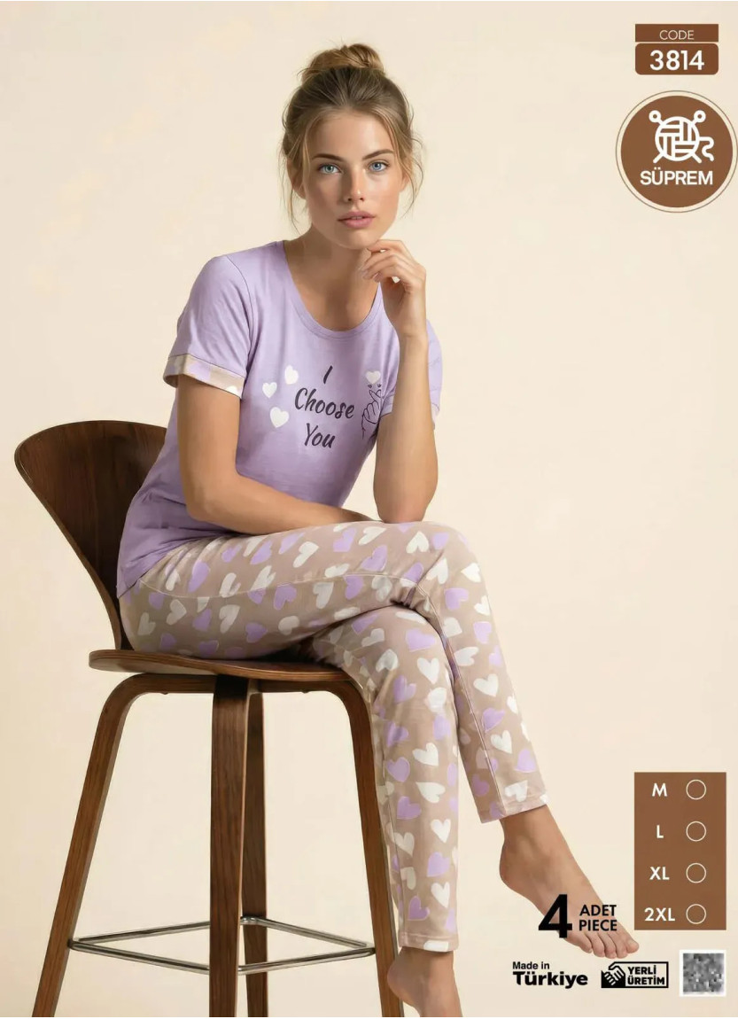 Women's Pajamas with Trousers (M+L+XL+2XL) Pijamo 3814 — Turkish factory wholesale