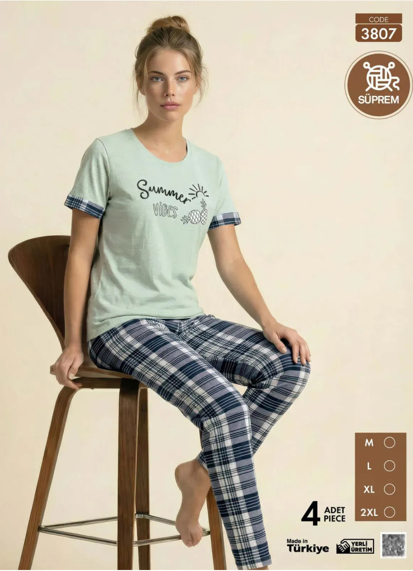 Women's Pajamas with Trousers (M+L+XL+2XL) Pijamo 3807 — Istanbul wholesale supplier