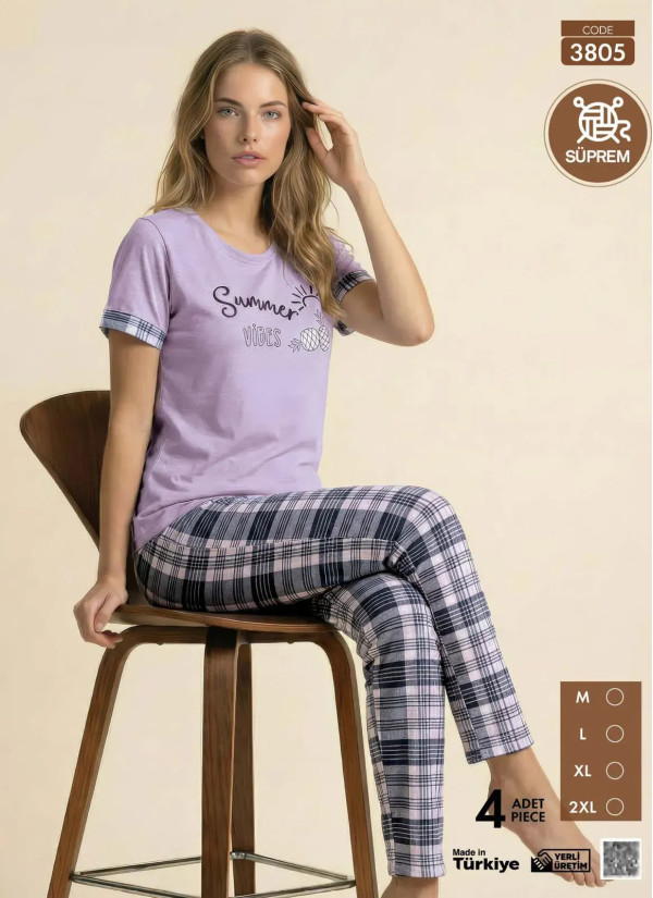 Women's Pajamas with Trousers (M+L+XL+2XL) Pijamo 3805 — Turkey wholesale collection