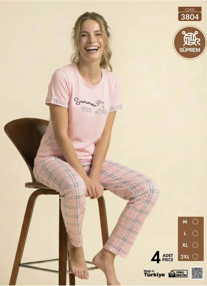 Women's Pajamas with Trousers (M+L+XL+2XL) Pijamo 3804 — Turkish factory wholesale