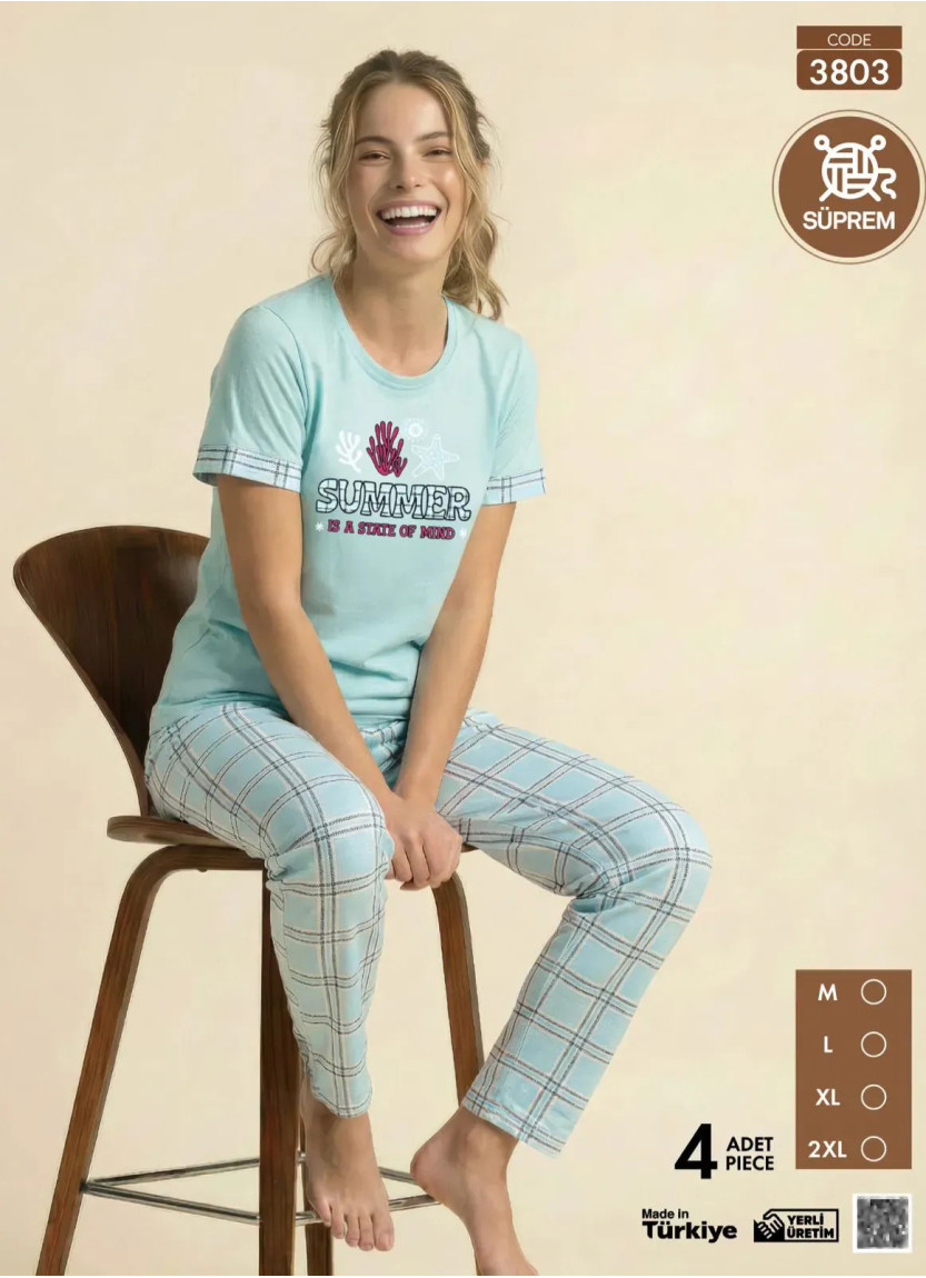 Women's Pajamas with Trousers (M+L+XL+2XL) Pijamo 3803 — Istanbul wholesale supplier