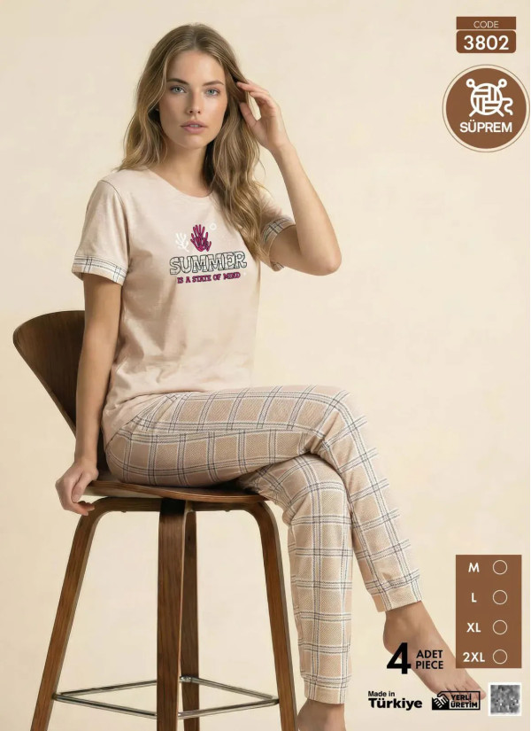 Women's Pajamas with Trousers (M+L+XL+2XL) Pijamo 3802 — wholesale for boutiques