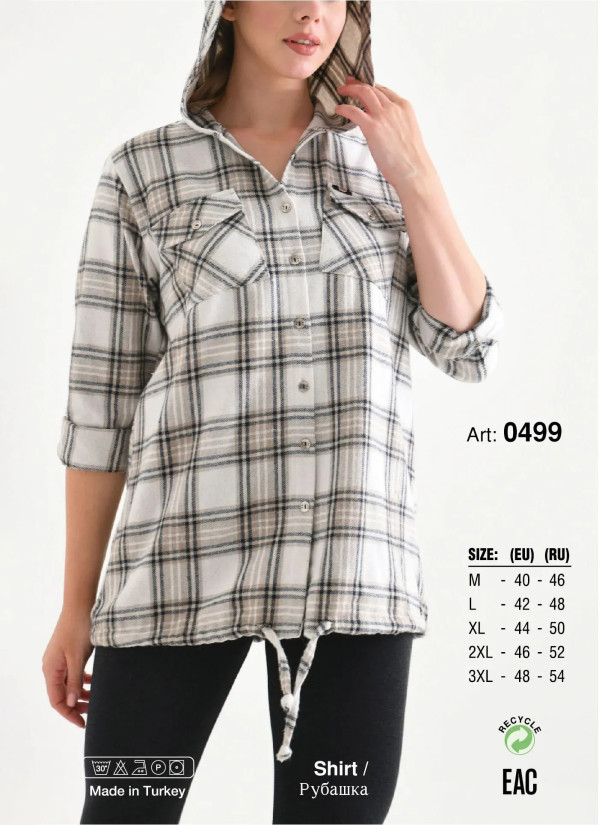 Женская Рубашка (M+L+XL+2XL+3XL) JEN JEN 0499 Gri — купить оптом из Турции 2